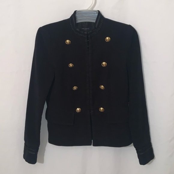 Zara Military Jacket Fitted Gold Button Blazer - Picture 4 of 10